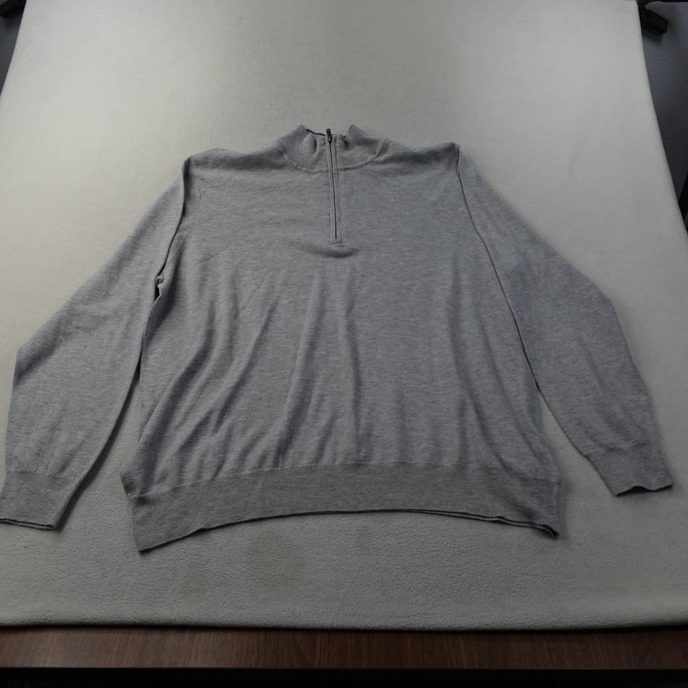 Faherty Movement Quarter Zip Sweater Mens XXL Gray COOLMAX Cotton MYS2402
